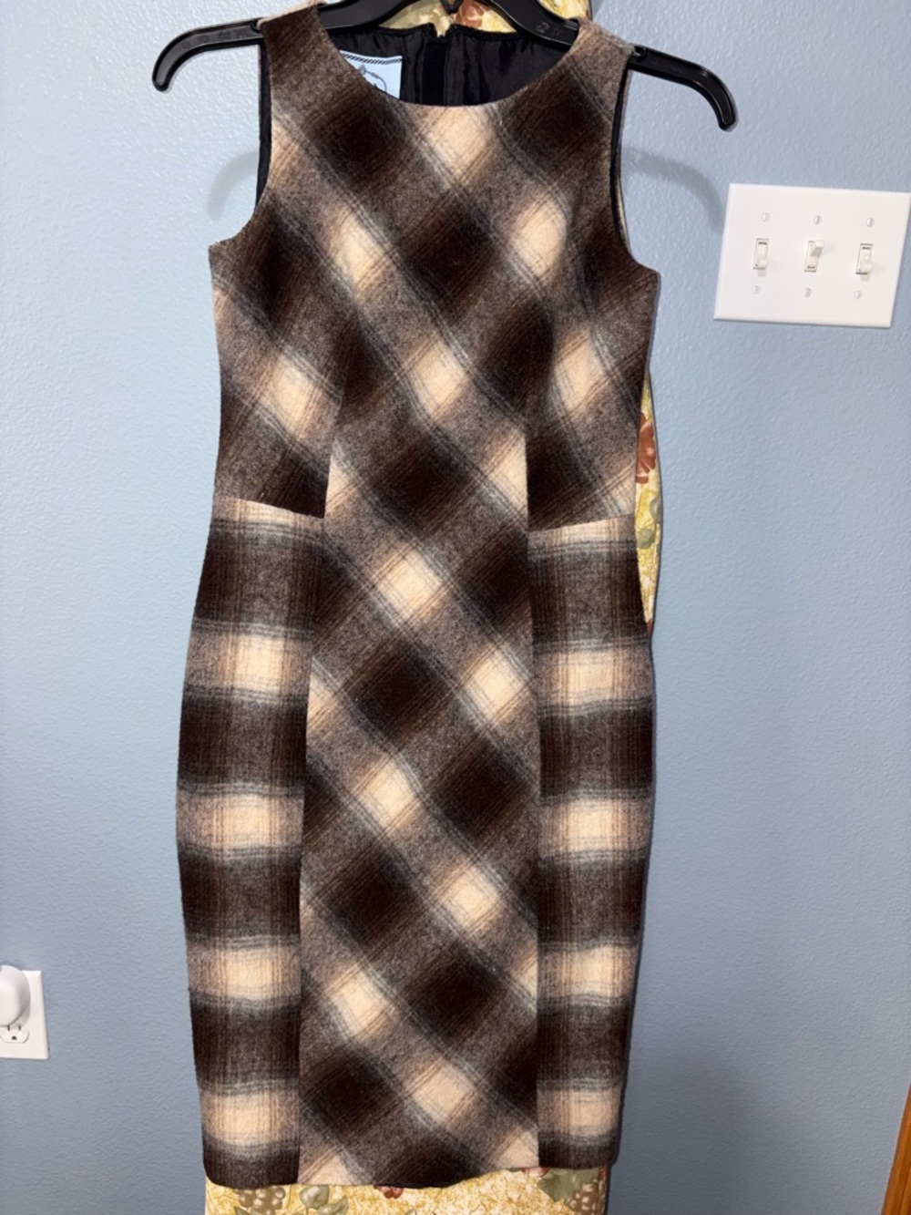 Vintage Prada Plaid Wool Mini Dress - EU 38
